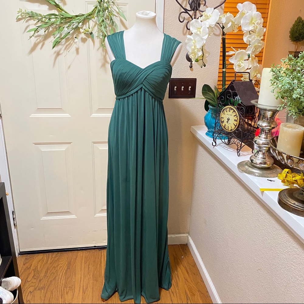 Azazie Forest Green Chiffon Floor-Length Grecian Gown